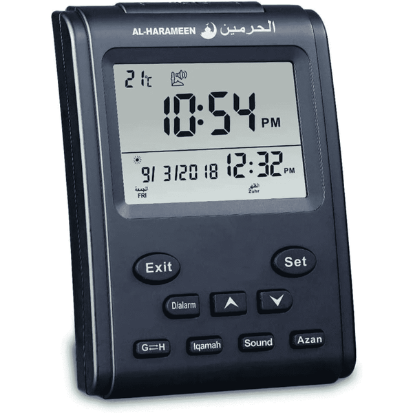 Azan Clock LED Prayer Clock/HIJRI & Bedside Clock (Black)