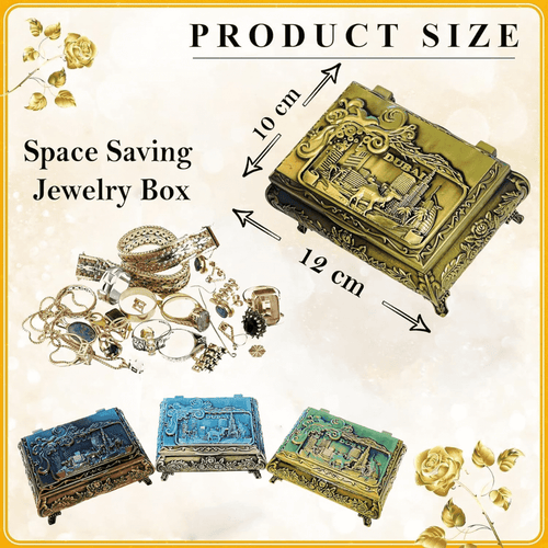 Dubai City Carved Embossed Vintage Treasure Box ,Jewelry Storage(Copper Brown)