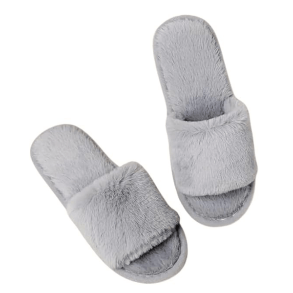 Plush Lined Slippers - Soft Sole, Warm Indoor Floor Slippers with Fluffy Fur for Indoor/Outdoor Use