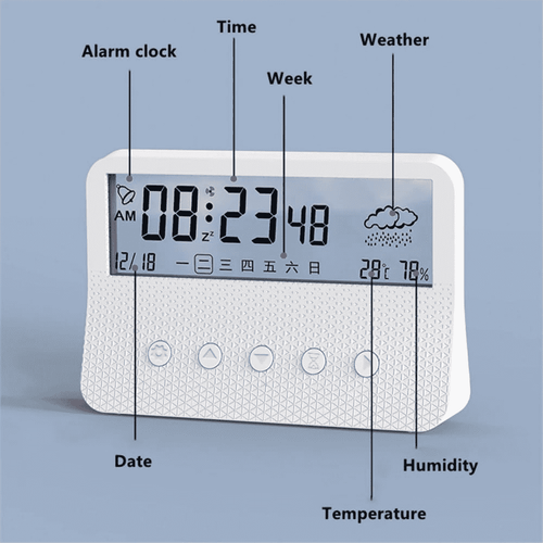 Electronic Alarm Clock Desktop Creative Transparent with Backlight Date Weather Mute Clock (Pink)