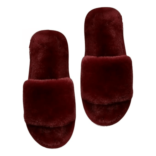 Plush Lined Slippers - Soft Sole, Warm & Cozy Indoor/Outdoor Shoes with Fluffy Fur