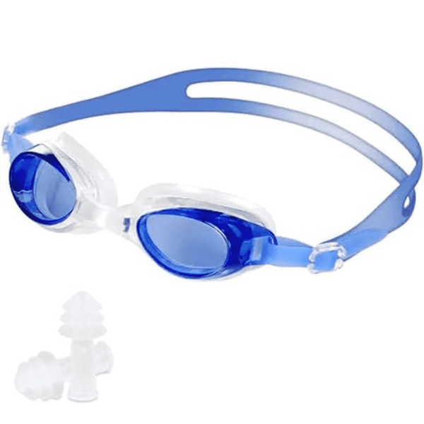 Premium Swim Goggles with UV & Anti Fog Protection Swimming Glasses (Dark Blue)Free Ear Plugs