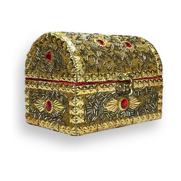 Carved Embossed Souvenir Vintage Treasure Box ,(Golden)