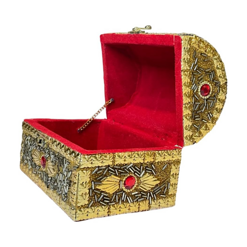 Carved Embossed Souvenir Vintage Treasure Box ,(Golden)