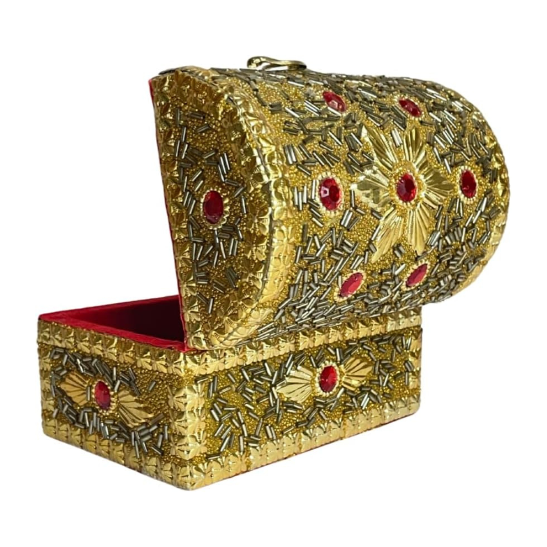 Carved Embossed Souvenir Vintage Treasure Box ,(Golden)