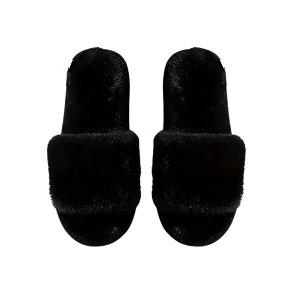 Plush Lined Slippers - Soft Sole, Warm & Cozy Indoor/Outdoor Shoes with Fluffy Fur