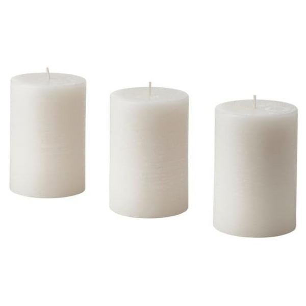 Scented Scandinavian Woods Pillar Candle - Pack of 3 - White - Burning Time 30 Hour)