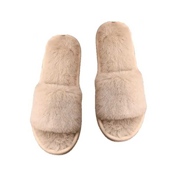 Plush Lined Slippers - Soft Sole, Warm & Cozy Indoor/Outdoor Flats with Fluffy Fur