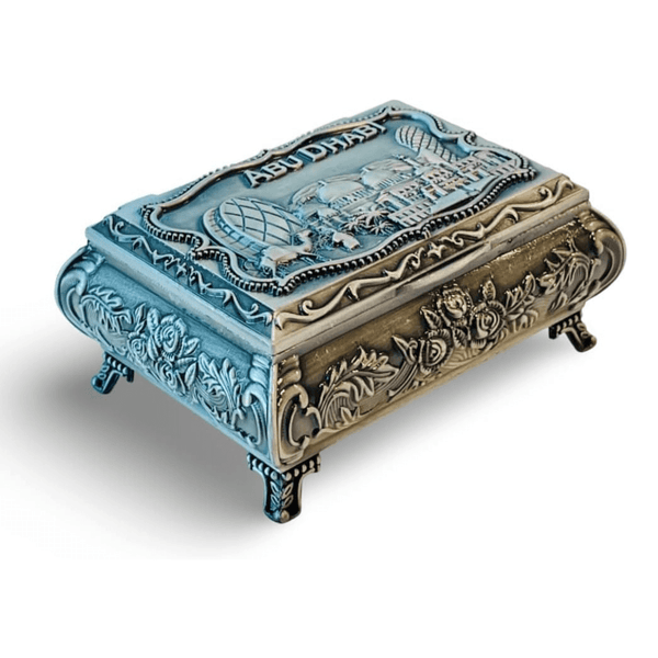 LUKADAH Souvenir Antique Jewelry Box - Carved Silver Organizer for Women & Girls