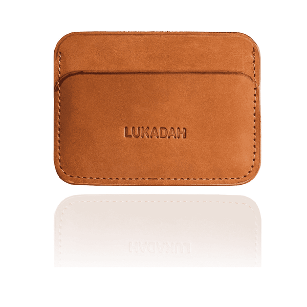 LUKADAH - Genuine Full Grain Handmade Leather card holder (Peanut Brown)