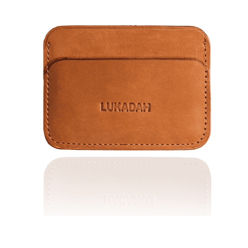 LUKADAH - Genuine Full Grain Handmade Leather card holder (Peanut Brown)